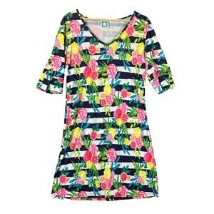 VFish Vera Fishbaugh Dress S Nautical Floral Stripe Coverup Beachy Resort Wear